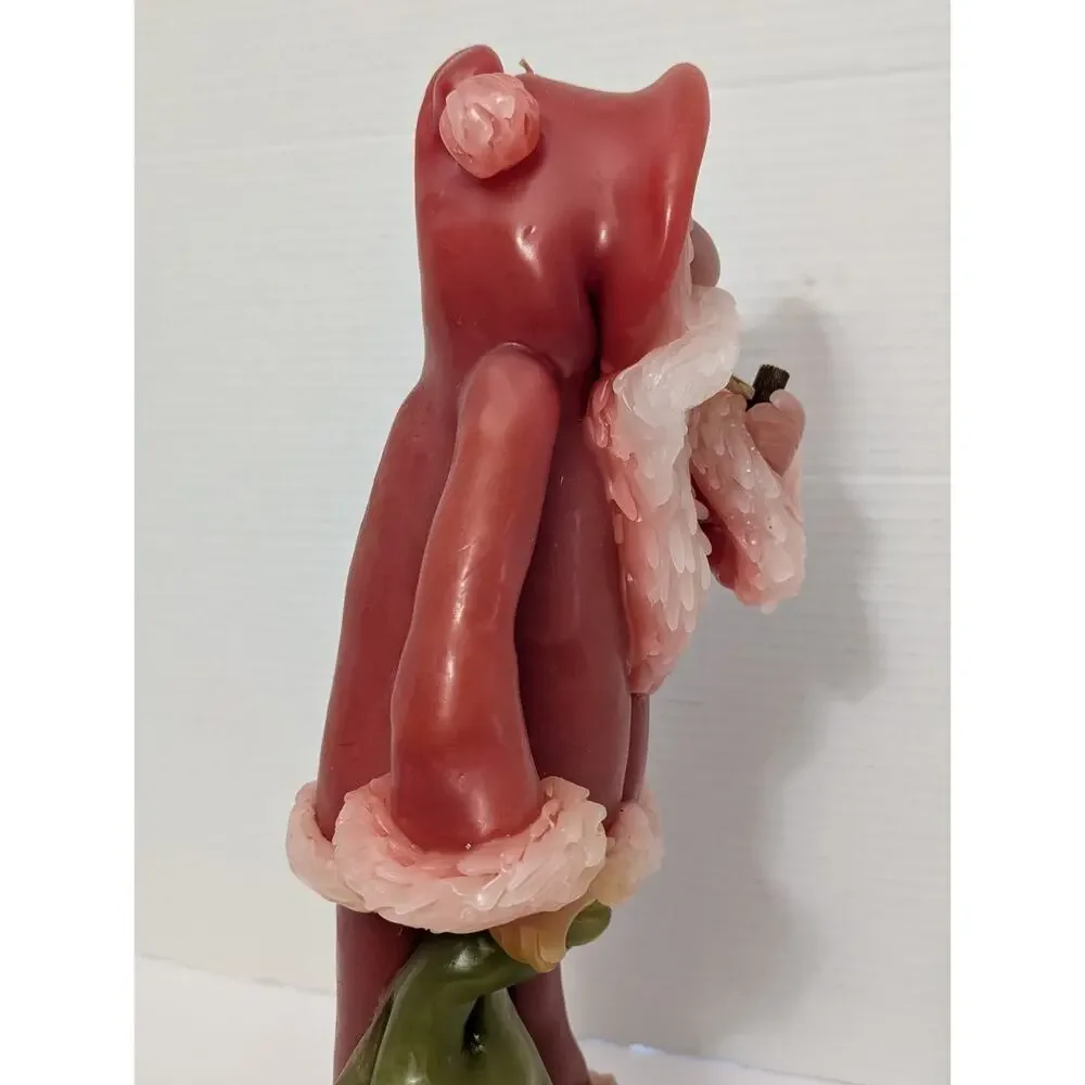 Vintage Northern Lights Fantasy Figure Santa Candle with Pipe & Gift Bag